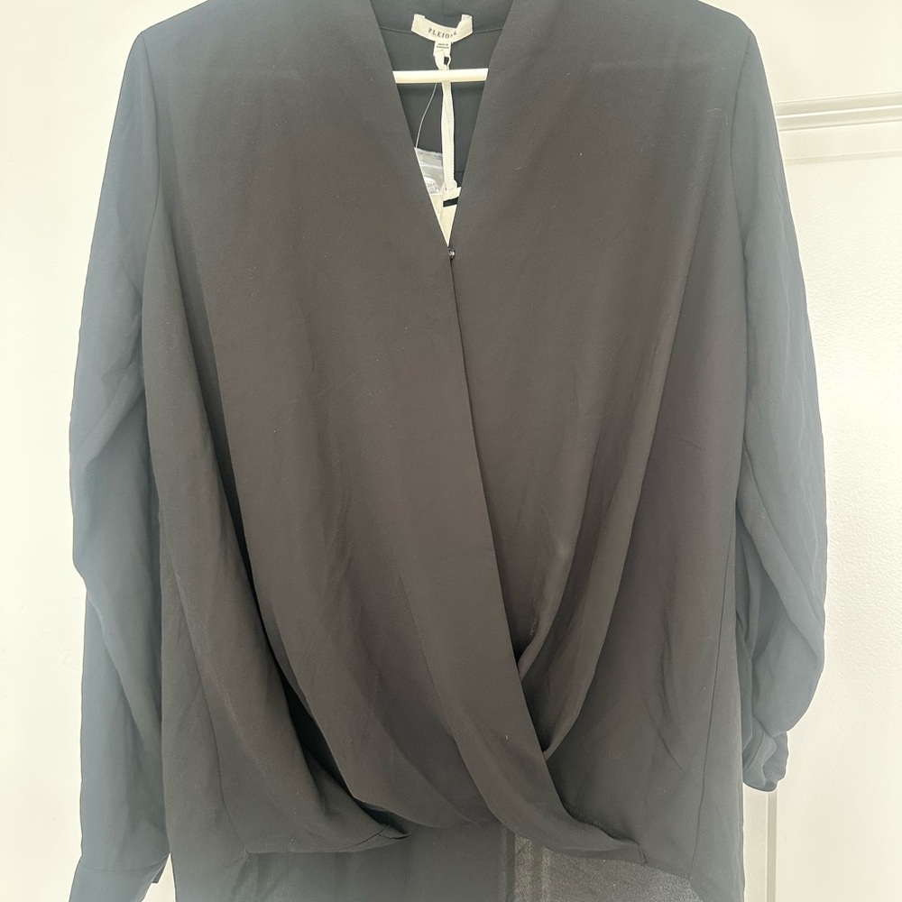 Pleione Black Draped Blouse